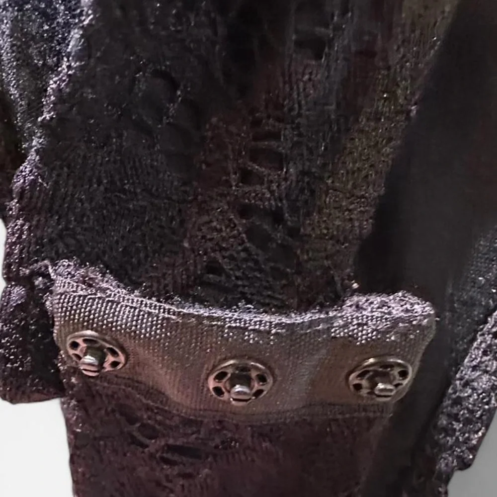 Forever 21 Black Lace Long Sleeve Bodysuit Size Small Gothcore Minimalist - Picture 8 of 10